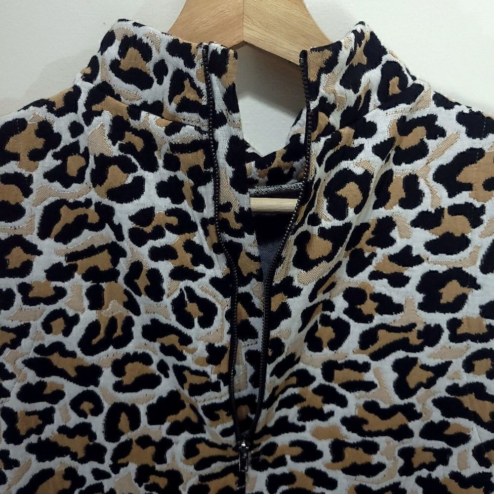 Lord & Taylor Design Lab Leopard Print Mock Neck Sheath Dress - Picture 5 of 10